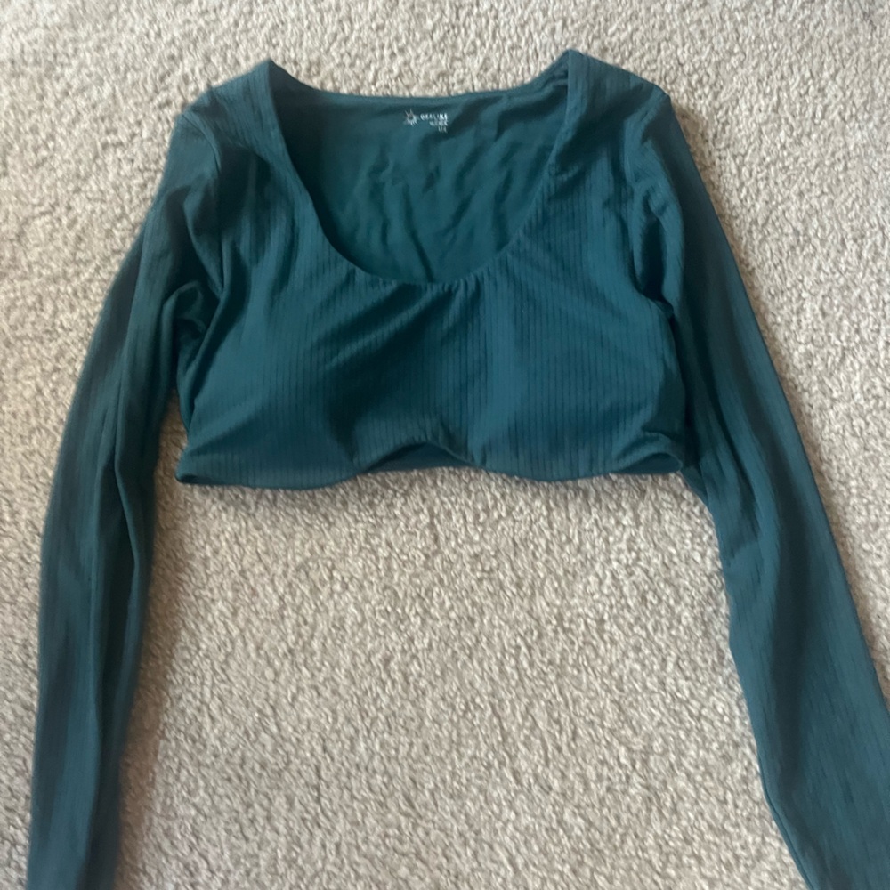 Aerie Green Fitted Bustier Crop Top